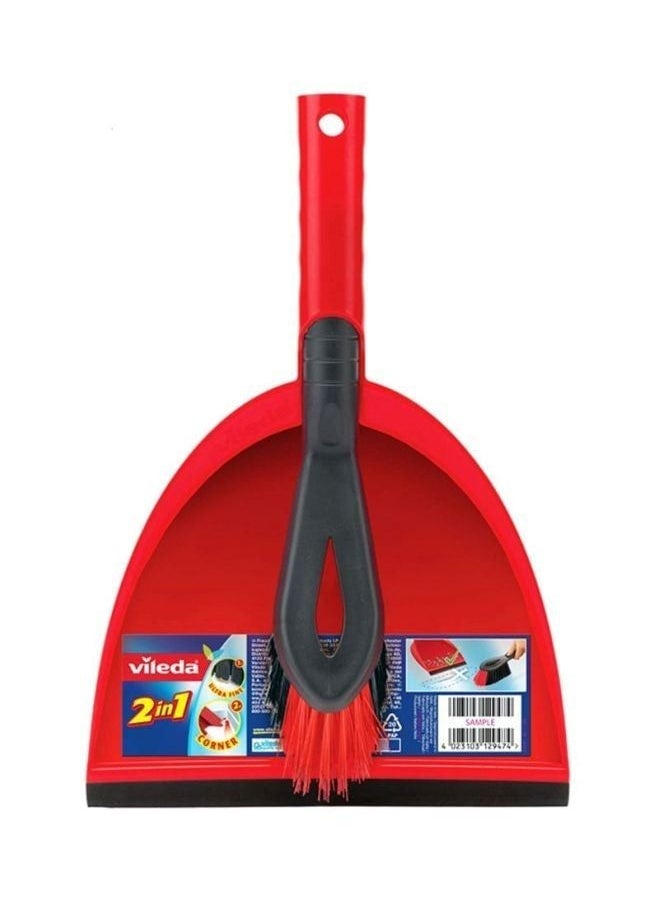2 In 1 Dustpan Set Red/Black 14x14x34.6cm