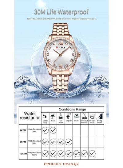 CURREN 9086 Original Brand Stainless Steel Band Wrist Watch For Women With Box