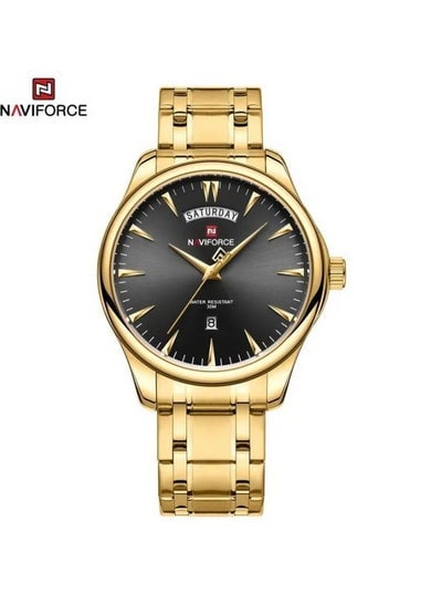 ساعة NAVIFORCE Fashion كاجوال من الستانلس ستيل مقاومة للماء، ساعة يد كوارتز كلاسيكية للأعمال NF9213