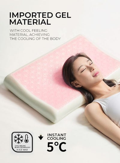 Ergonomic Memory Gelly Foam Pillow - Contour Neck Cervical Pillow for Sleeping, Orthopedic Neck Support, Relief from Neck and Shoulder Pain Comfortable for Side, Back, Stomach Sleepers