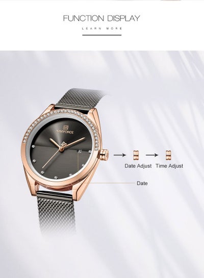 NAVIFORCE Luxury Fashion Simple Diamond Women Watch Stainless Steel Waterproof Wristwatches with Date NF5015
