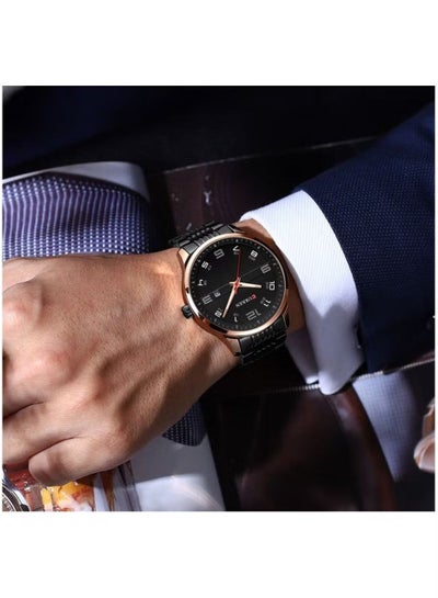 CURREN Stainless Steel Men Quartz Watch with Calendar 8411 Black