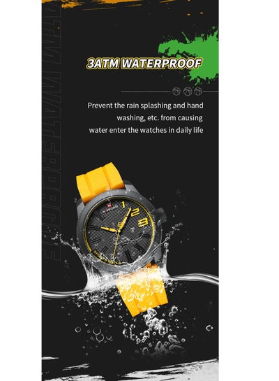 NAVIFORCE NF9202T سيليكون باند ساعة رياضية مقاومة للماء للرجال ساعة يد كوارتز عادية تصميم مقاوم للصدمات ساعة رجالية Relogio Masculino
