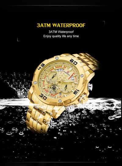 NAVIFORCE NF9175 Golden Stainless Steel Chronograph Watch For Men