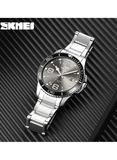 SKMEI 9278 Luxury Brand Stainless Steel Fashionable Quartz Watch For Men- Silver & Black
