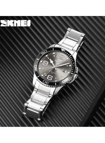 SKMEI 9278 Luxury Brand Stainless Steel Fashionable Quartz Watch For Men- Silver & Black