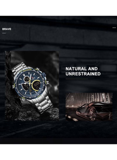NAVIFORCE الرجال الساعات الرياضية الرقمية متعددة الوظائف ساعة كرونوغراف كوارتز مقاوم للماء الفولاذ المقاوم للصدأ ساعة اليد NF9182