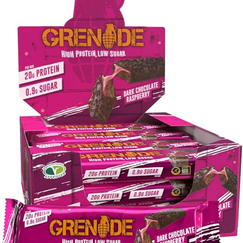 High Protein, Low Sugar Bar Dark Chocolate Raspberry, 12 X 60 G