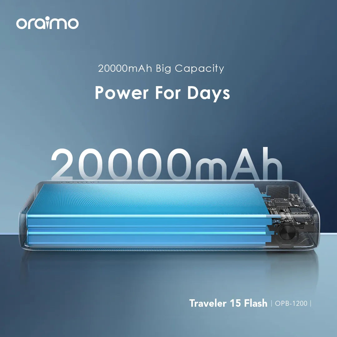 Oraimo Traveler 15 Flash Power Bank 20000mAh Black OPB-1200