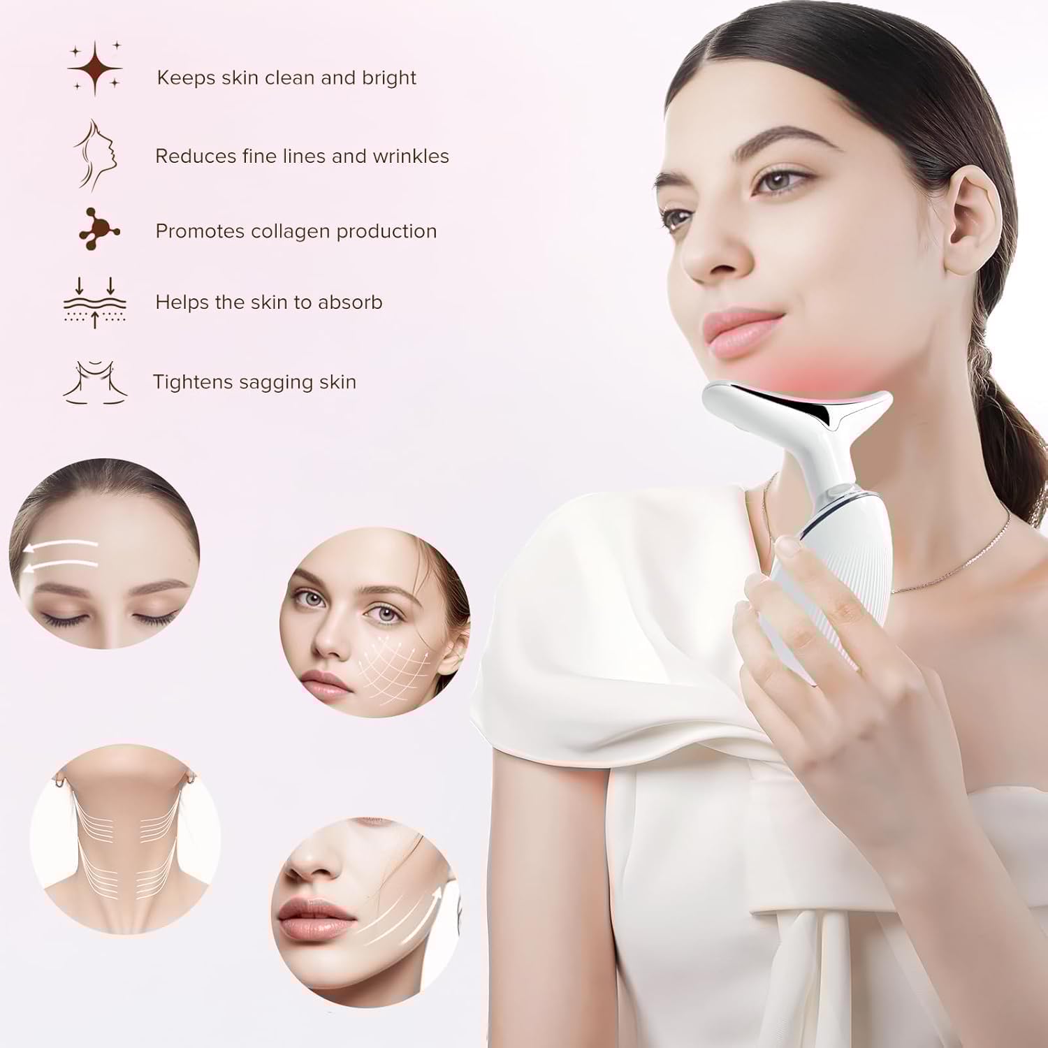 BEYTOR Face Massager Against Wrinkles with 3 Modes Neck Face Anti Wrinkle Massager for Women and Men