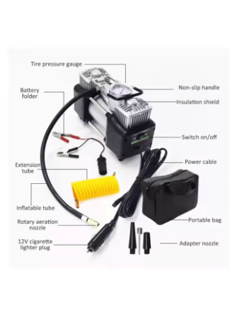 2 Cylinder 12v Car Air Compressor for Car Tires Maximum Pressure of 200PSI Portable Air Pump for Car SUV Tire Inflator