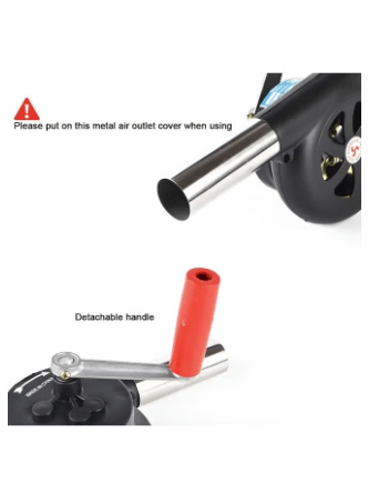 Manual Air Blower or Camping BBQ, Air Blower with Hand Crank for Outdoor Camping Barbecue Fire Bellows Hiking Picnic