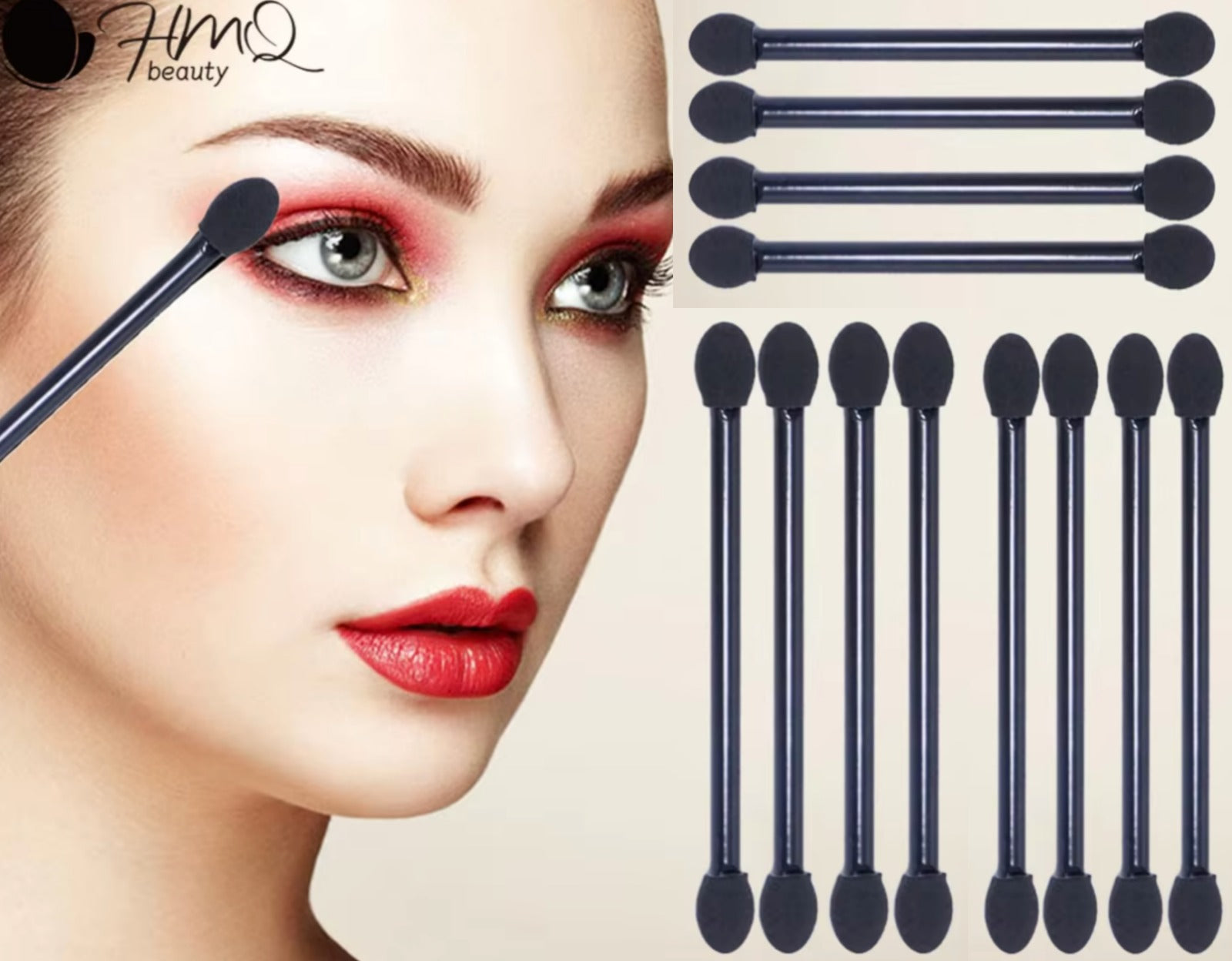 12pcs Eyeshadow Stick Disposable Eyeshadow Brush Double Head Latex Sponge Portable Shadow Base Smudge Makeup Beauty Tools