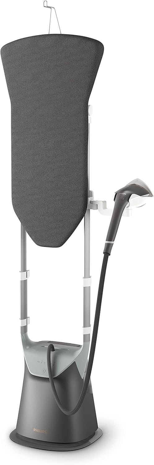 All-in-One Ironing Solution 8000 Series - 90g/min Continuous Steam, 5+ ECO Steam Settings, Tilting StyleBoard & Integrated Wheels, 2200 W GC628/86 Grey/White