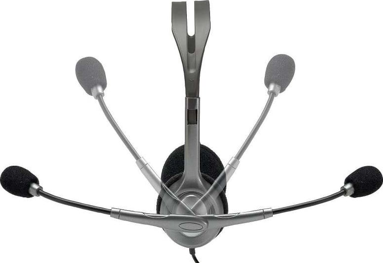H111 Wired Headset, Stereo Headphones With Noise-Cancelling Microphone, 3.5 mm Audio Jack, PC/Mac/Laptop/Smartphone/Tablet Black/Grey