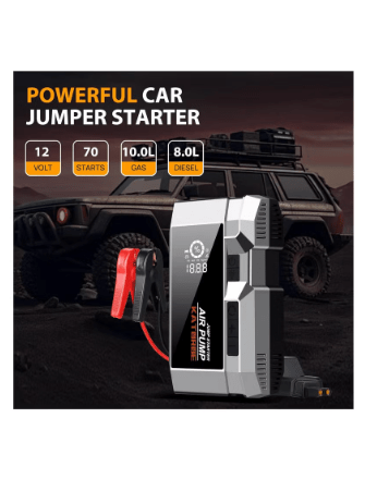 Ultimate Car Jump Starter with Air Compressor – 4000A Peak Power for Fast and Reliable Starts, 160 PSI Air Compressor, Quick Charge 3.0, Large Display, and Multi-Mode Flashlight for Enhanced Safety
