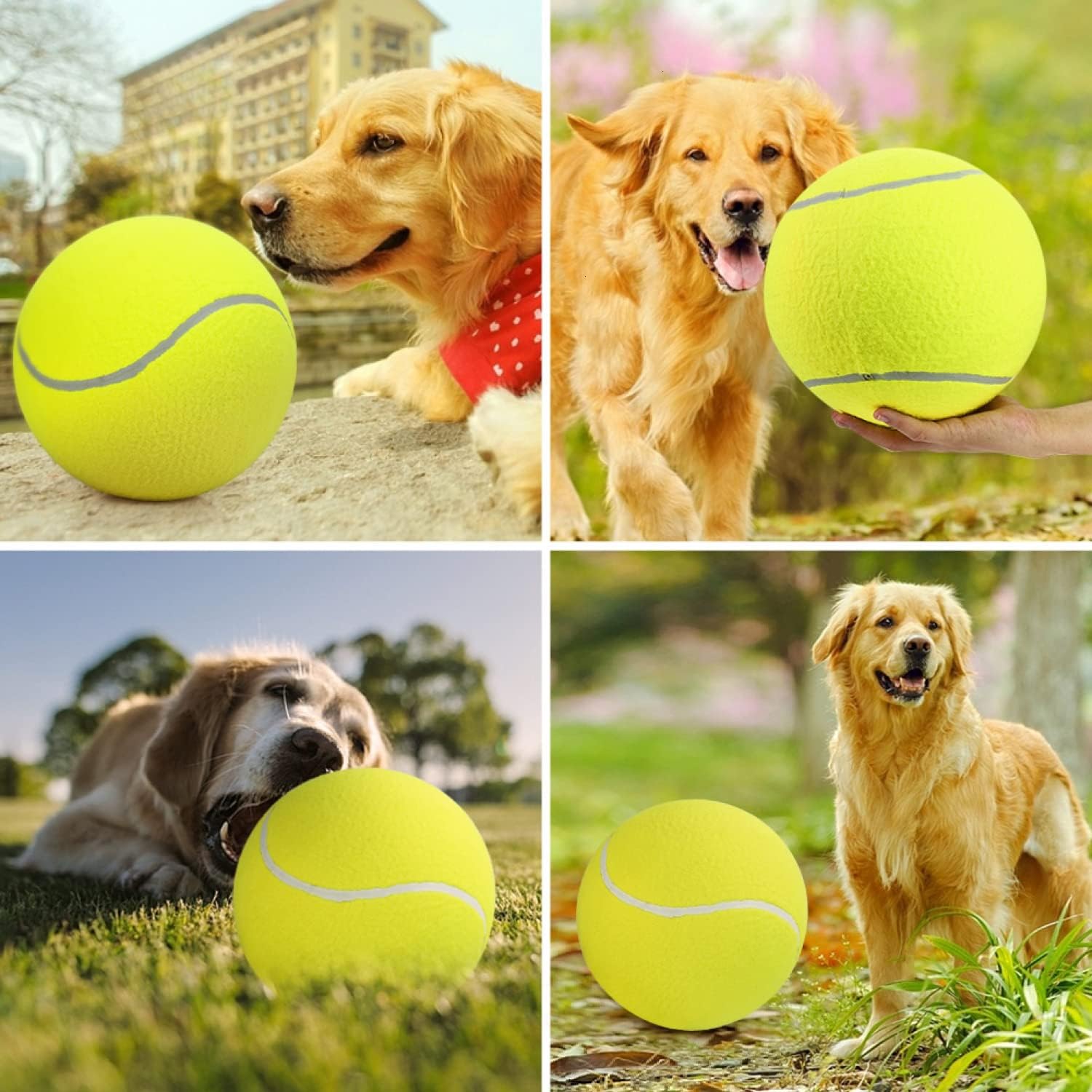 Pomeat 2 PCS Gaint Tennis Ball for Dogs, 9.5" Inflatable Large Tennis Balls Pet Chew Toy, Inflatable Rubber Non-Toxic Pet Toy Balls with Pump & Needle for Small/Medium/Large Dogs