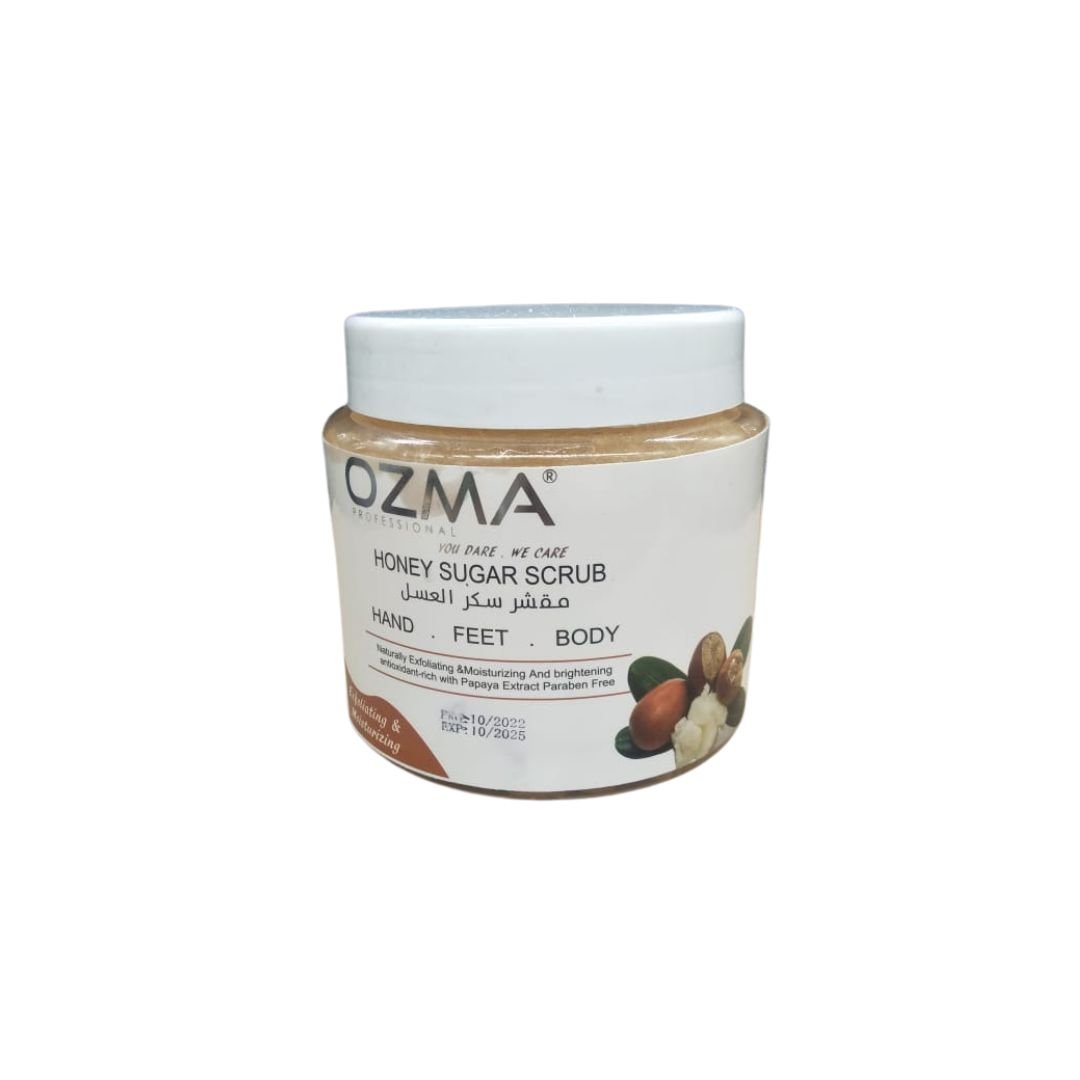 مقشر OZMA Clavo الناعم بالعسل والسكر مع خلاصة الشيا لبشرة متوهجة ومشرقة 500 جرام