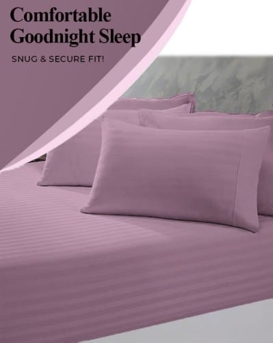 3 Piece Luxury White Striped Bed Sheet Set with 1 flat Sheet and 2 Pillowcases for Hotel and Home Crafted from Ultra Soft and Breathable Microfiber Blend for Year-Round Comfort, (Single/Double)