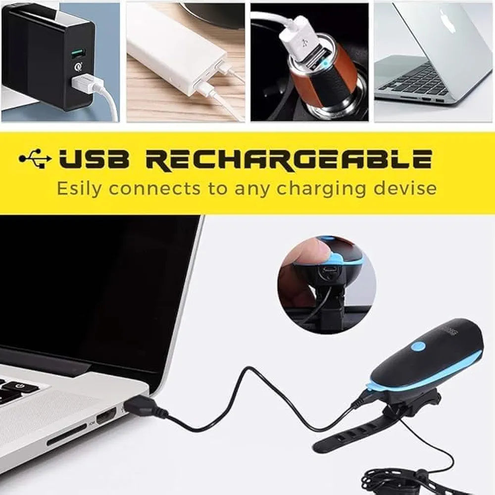 Bicycle LED Lamp Bike Light Electric Horn Cycling Headlight Handlebar Flashlight Bicycle