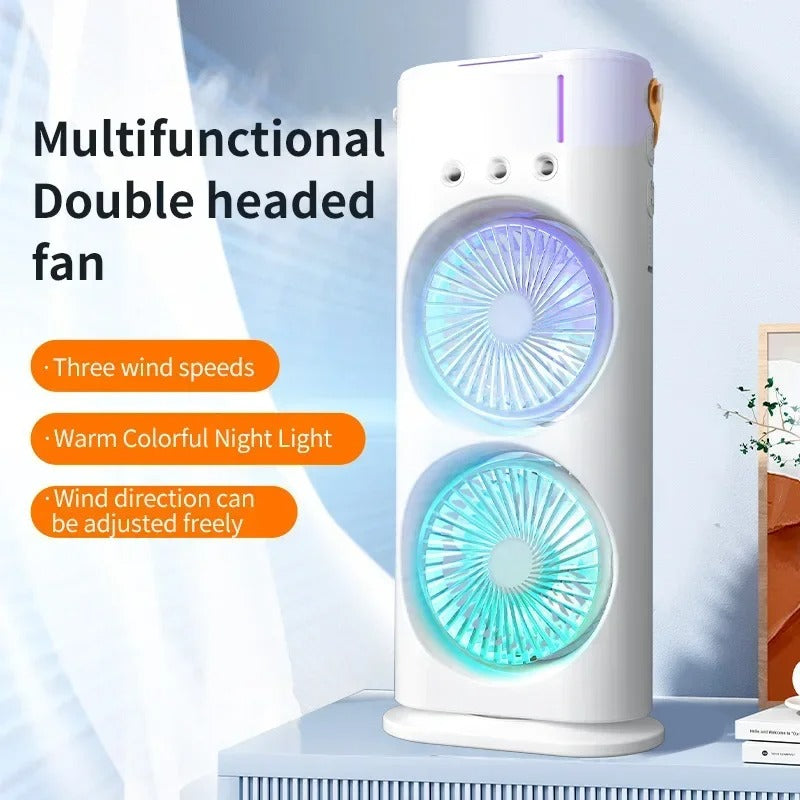 Portable AIR Conditioner,USB Rechargeable with Remote control,280ml Water Tank with 7 Colors Light,Air Cooler,table fan with Mist Humidifier,Desk Fan,