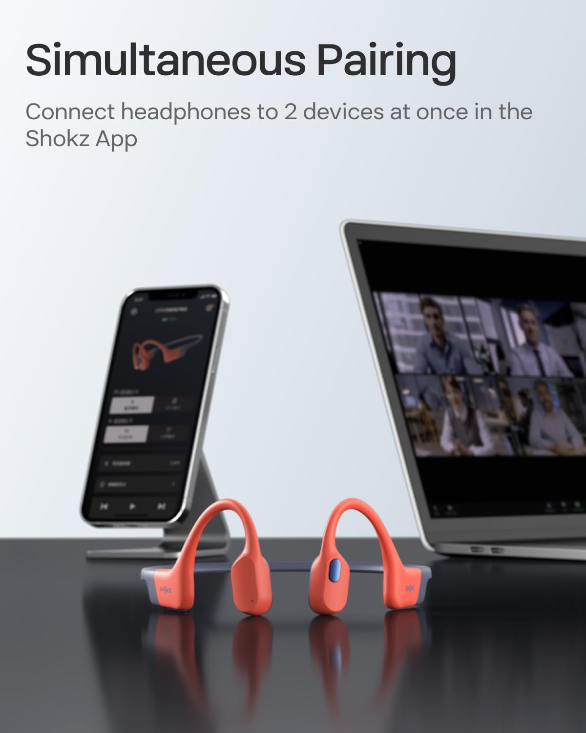 SHOKZ OpenSwim Pro Bone Conduction Sports Headphones, IP68 Waterproof Open-Ear Wireless Earphones with Bluetooth 5.4, 32GB of MP3 Storage, Noise Cancelling Mics, 9h Playtime for Running, Swimming-Red