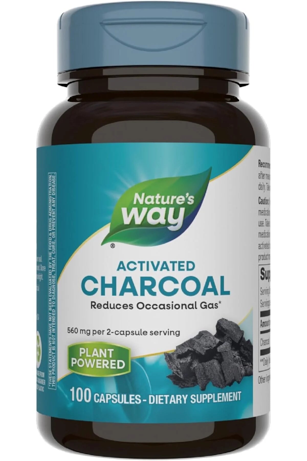 Activated Charcoal Supplement Gluten-Free 100 Capsules