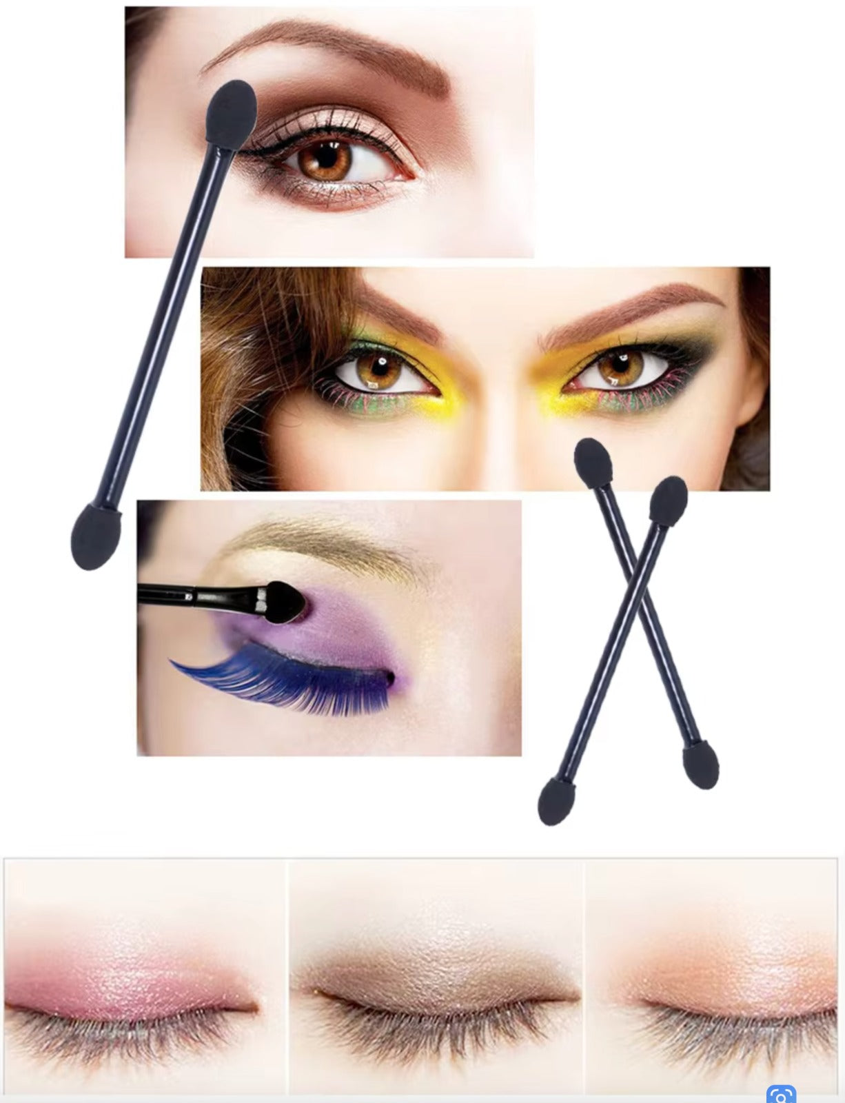 12pcs Eyeshadow Stick Disposable Eyeshadow Brush Double Head Latex Sponge Portable Shadow Base Smudge Makeup Beauty Tools