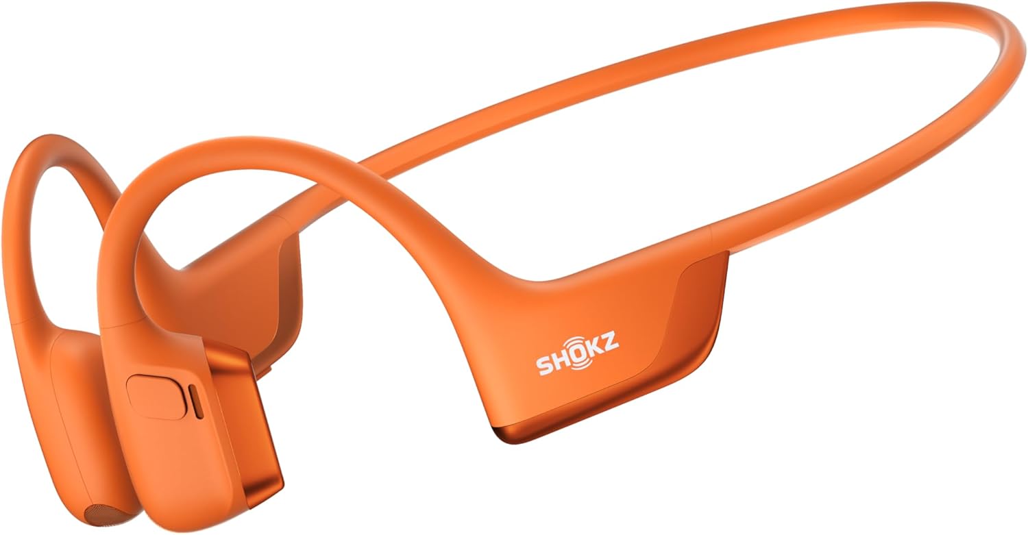 SHOKZ OpenRun Pro 2 Mini Sports Headphones with Bone Conduction Technology, Open-Ear Bluetooth 5.3 Headphones, Noise-Canceling Microphones, IP55 Water Resistant, 12-Hour Playback, USB-C Fast Charging, Orange