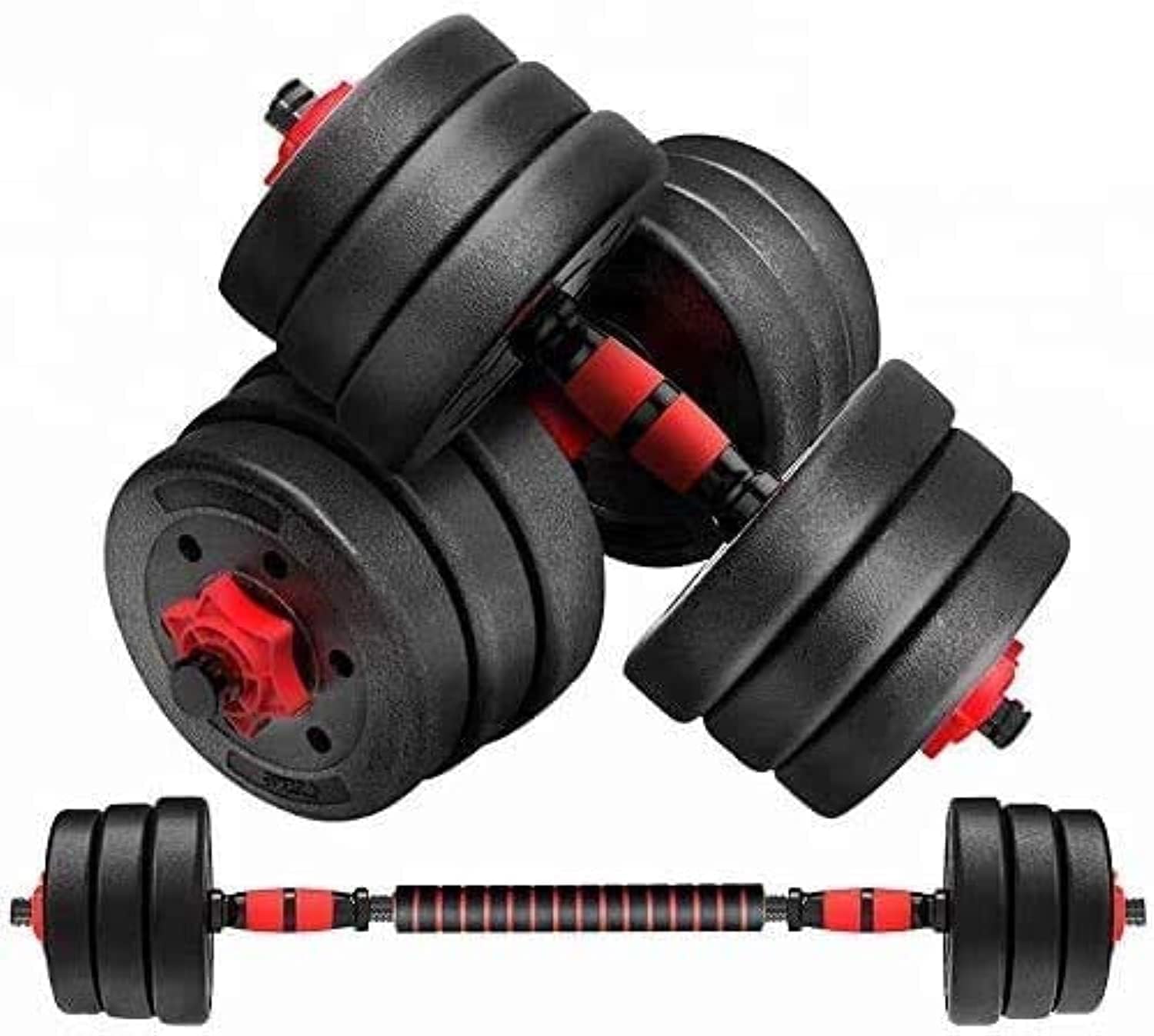 E world unbox happiness EWORLD 20kg dumbbell and Barbell Set Weightlifting fitness black cement steel rubber adjustable 20kgdumbbell and Barbell Set 2 in 1