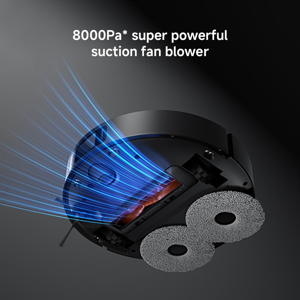 Xiaomi X20 Max Robot Vacuum and Mop, Self-Drying, Auto Mop Washing, 8000Pa Suction, Self-Emptying, Structured light and edge laser obstacle avoidance,Edge cleaning, Black
