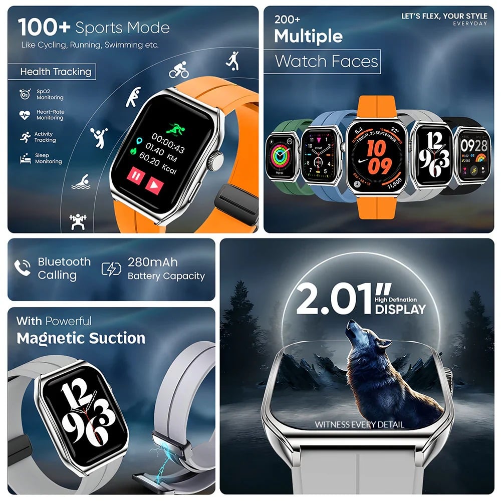 iCruze Pronto Flex Smart BT Calling Watch (Orange)
