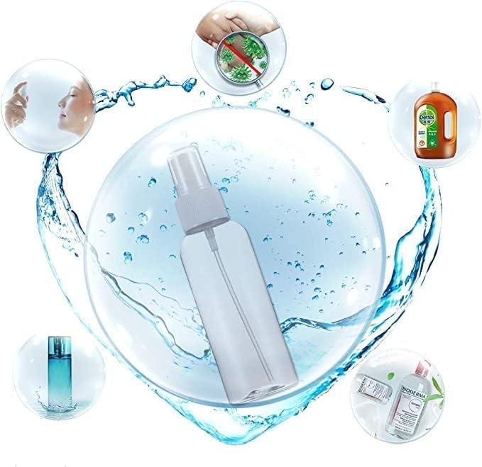 ECVV Plastic Spray Bottles,Plastic Spray Clear Empty Fine Mist Mini Travel Bottles Set Refillable Liquid Containers 100ml (3.4oz) (1PACK)