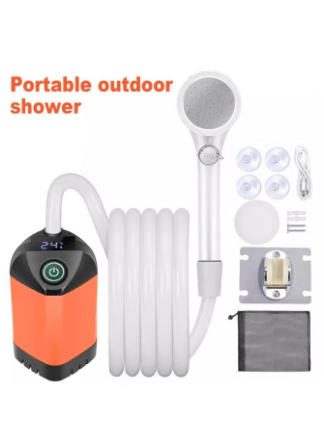 Outdoor Camping Shower Portable Electric Shower Pump Waterproof Outdoor Shower with Digital Display for Camping Hiking Travel