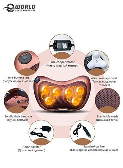 Neck Massage Pillow And Shoulders, Adomen, Legs And Back Relaxation By 8 Head With Magnet Vibrator Electric With Heating Kneading Therapy