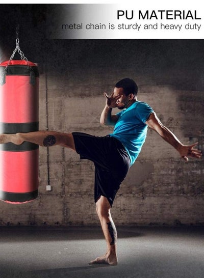 Professional Sports Boxing Bag For Heavy Weight Training Mma Martial Arts Karate Practice Punching Kickboxing Muay Thai Sandbag With Hanging Chains And Hooks 100cm