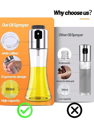 Cooking Oil Dispenser Spray bottle Olive Oil Sprayer Mixer with shower and Brushes for Air Fryer BBQ Grilling and Cooking in Kitchen Glass/Stainless Steel.