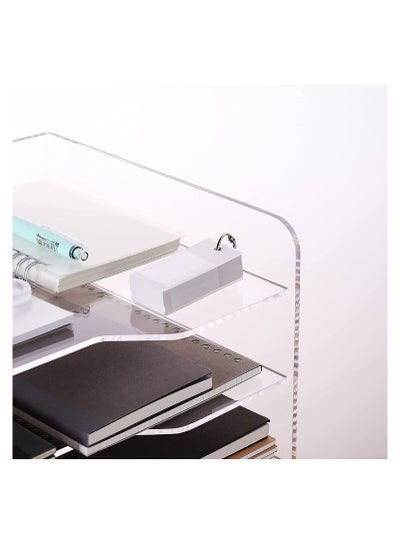 5 Tier Clear Acrylic Magazine File Holder Document Storage Organising Stand and Desk Organiser for Files Books and Papers