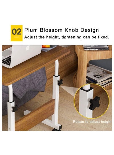Adjustable Laptop Bed Side Table, Computer Desk with Wheel Castors for Home Office