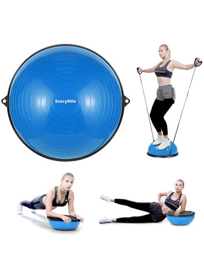Bosu Ball Half Balance Trainer Board for Exercise and Fitness Core Stability Training Yoga Equipment with Pump, Resistance Bands 60cm