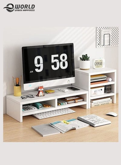 Monitor Riser Stand Organizing Space with Multiples Cabins for Home and Office use