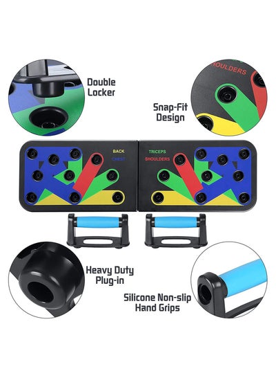 9 in 1 Multifunctional Foldable Fitness Pushup Board with Two Handles for Indoor and Outdoor Training