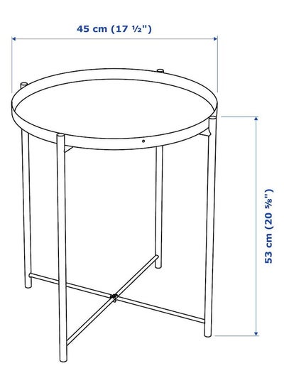 Round Coffee Side Table With Removable Serving Metal Tray Top