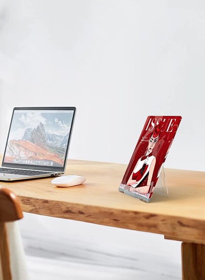 5 pieces Acrylic Book Stand with Ledge, Clear Display Easel, Tablet Holder for Displaying Pictures, Books, Music Sheets, Notebooks, Artworks and CDs