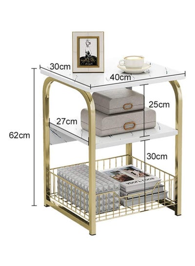 Modern 2-Tier Table Bedside Side End Table Living Room Furniture Coffee Nightstand with Storage Rack for Bedroom, Home Office