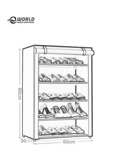 5-Layer Stylish Shoe Organizer Rack for Entryway Hallway Storage Furniture with 5 Open Shelves