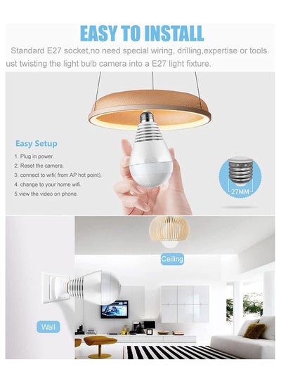Wireless Wifi Bulb Light Camera with Floodlight Smart Security Camera lamp for Home and Office