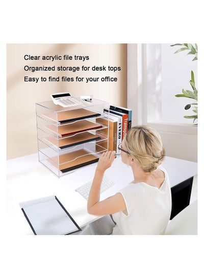 5 Tier Clear Acrylic Magazine File Holder Document Storage Organising Stand and Desk Organiser for Files Books and Papers