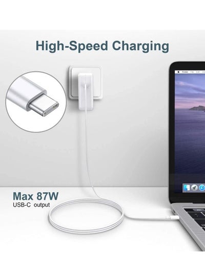 87W USB Type-C PD Adapter Fast Charger Cable Compatible with Apple Macbook Pro 13