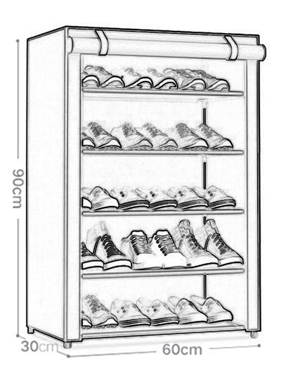 5 Layer Stylish Shoe Organizer Rack for Entryway Hallway Storage Furniture with 5 Open Shelves